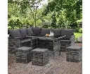 Gardeon Outdoor Dining Set Sofa Lounge Setting Chairs Table Ottoman Grey Cover