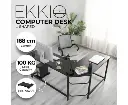 EKKIO L-Shaped Corner Computer Desk with CPU Stand (Black)