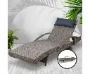 Gardeon Sun Lounge Wicker Lounger Outdoor Furniture Beach Armchair Adjustable Grey&Beige