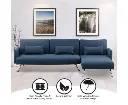 Sarantino Mia 3-Seater Sofa Bed with Chaise & 3 Pillows - Blue