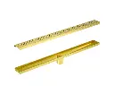 1200mm Bathroom Shower Brushed Brass Grate Drain w/ Centre outlet Floor Waste Square Pattern