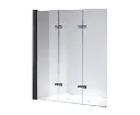 3 Fold Black Folding Bath Shower Screen Door Panel 1300mm x 1400mm