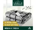 Giselle Bedding Electric Throw Rug Flannel Snuggle Blanket Washable Heated Grey and White Checkered