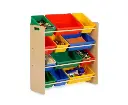 Kids Organiser Shelf Storage Rack for Toys - 12 Multicoloured Bins