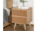 Artiss Rattan Bedside Table Drawers Side End Table Storage Nightstand Oak NORA