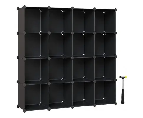 SONGMICS 16 Cube Storage Organizer Storage with Rubber Mallet Black