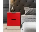 Sarantino Bedside Table Cabinet Storage Chest 2 Drawers Lamp Side Nightstand - Red White