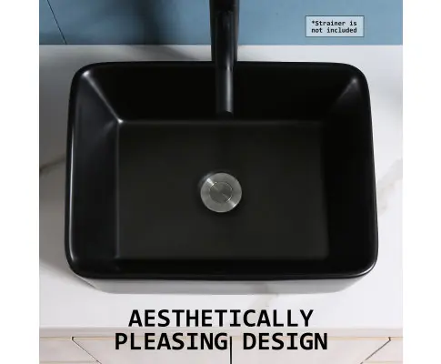 Muriel 48 x 37.5 x 13cm Black Ceramic Bathroom Basin Vanity Sink Above Counter Top Mount Bowl