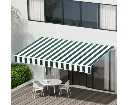 Instahut Retractable Folding Arm Awning Manual Sunshade 3Mx2.5M Green White