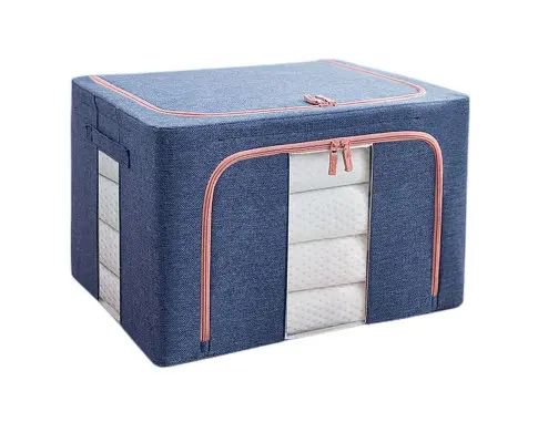 100L Cloth Storage Box Closet Organizer Storage Bags Clothes Storage Bags Wardrobe Organizer Idea Grey Blue