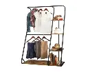 Freestanding Closet with 3 Shelves Organizer Storage Clothes Hanger Rail Garment Shelf Shoe Rack