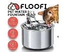 FLOOFI 2L Stainless Steel Pet Water Fountain for Cats and Small Dogs