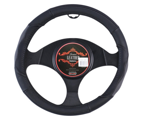 Nevada Steering Wheel Cover - Black/Grey [Leather]