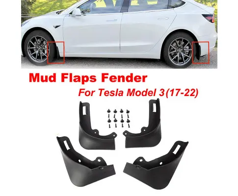 4Pcs Mud Flaps Splash Guards Fender For Tesla Model 3 Front Rear TPE Mudguard