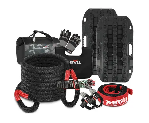 X-BULL 4WD Recovery Kit 15PCS Winch Recovery track Kinetic Rope Snatch Strap 4X4