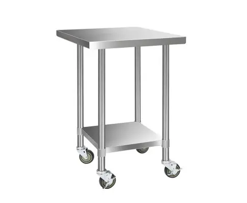 Cefito 760x760mm Stainless Steel Kitchen Bench with Wheels 430