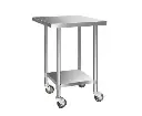 Cefito 760x760mm Stainless Steel Kitchen Bench with Wheels 430