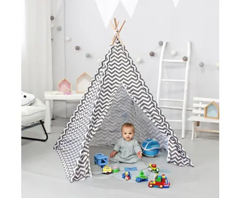 GOMINIMO Kids Teepee Tent with Side Window and Carry Case (Wave Stripe)