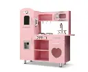 Keezi Kids Kitchen Play Set Wooden Pretend Toys Cooking Children Storage Pink