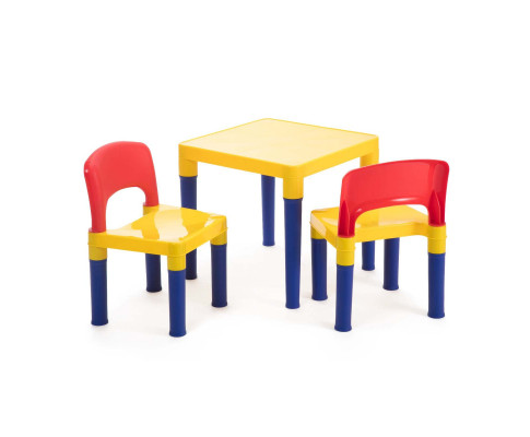 Kids Table & 2 Chairs Plastic Set (Blue, Red & Yellow)