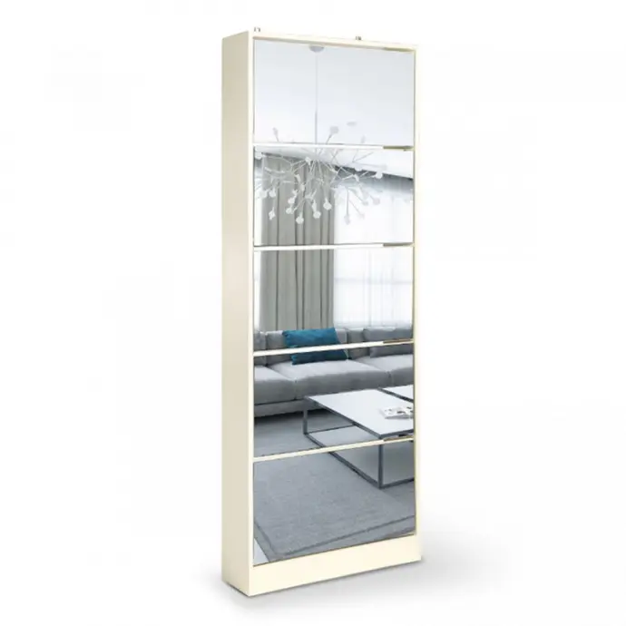 MIRRORED SHOE STORAGE CABINET ORGANIZER - 63 X 17 X 170CM