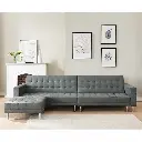 SARANTINO CORNER SOFA BED COUCH WITH CHAISE - GREY