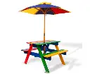 Keezi Kids Wooden Picnic Table Set with Umbrella