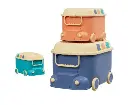 Keezi 3PCS Toy Storage Box Cute Car Toy Container Kids Toys Organiser Snack Boxes