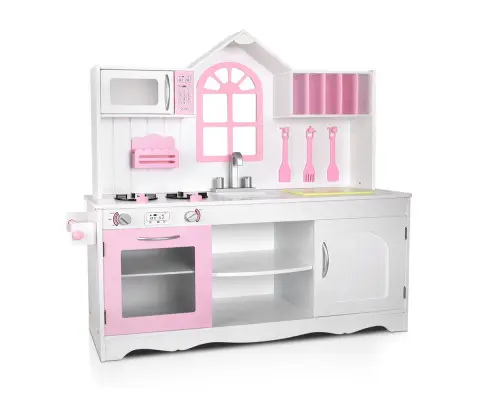 Keezi Kids Kitchen Play Set Wooden Pretend Toys Cooking Children Storage Cabinet