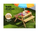 Keezi Kids Outdoor Table and Chairs Picnic Bench Umbrella Set Water Sand Pit Box