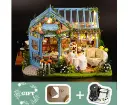 Dollhouse Miniature with Furniture Kit Plus Dust Proof and Music Movement - Rosa Garden Tea