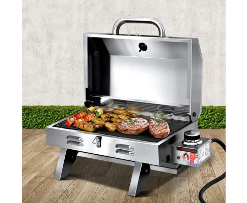 Grillz Portable Gas BBQ Grill with Double Sided Plate