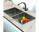 865x440mm Handmade Stainless Steel Undermount / Topmount Kitchen Sink with Waste