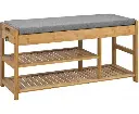 Bamboo Shoe Bench Drawers Lift Top