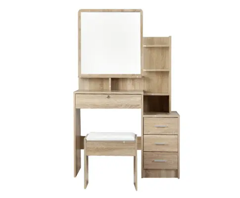 Artiss Dressing Table Stool Set 4 Drawers Oak