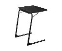 Foldable Table Adjustable Tray Laptop Desk with Removable Cup Holder-Black