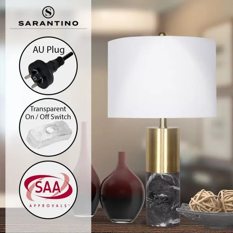 SARANTINO METAL AND MARBLE TABLE LAMP IN BLACK