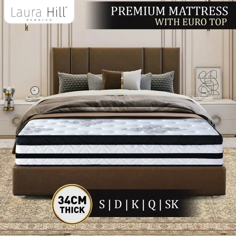 LAURA HILL DOUBLE MATTRESS WITH EURO TOP - 34CM