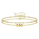 Floating gold ball double chain bracelet - Gold Plated Tarnish Free Jewellery