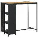 BAR TABLE WITH STORAGE RACK BLACK 120X60X110 CM POLY RATTAN