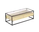 Artiss Coffee Table 2 Drawers Glass Tabletop Pine