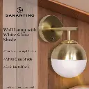 SARANTINO WALL LAMP WITH GOLD METAL BASE AND WHITE GLASS SHADE