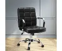 Artiss Office Chair PU Leather Mid Back Black