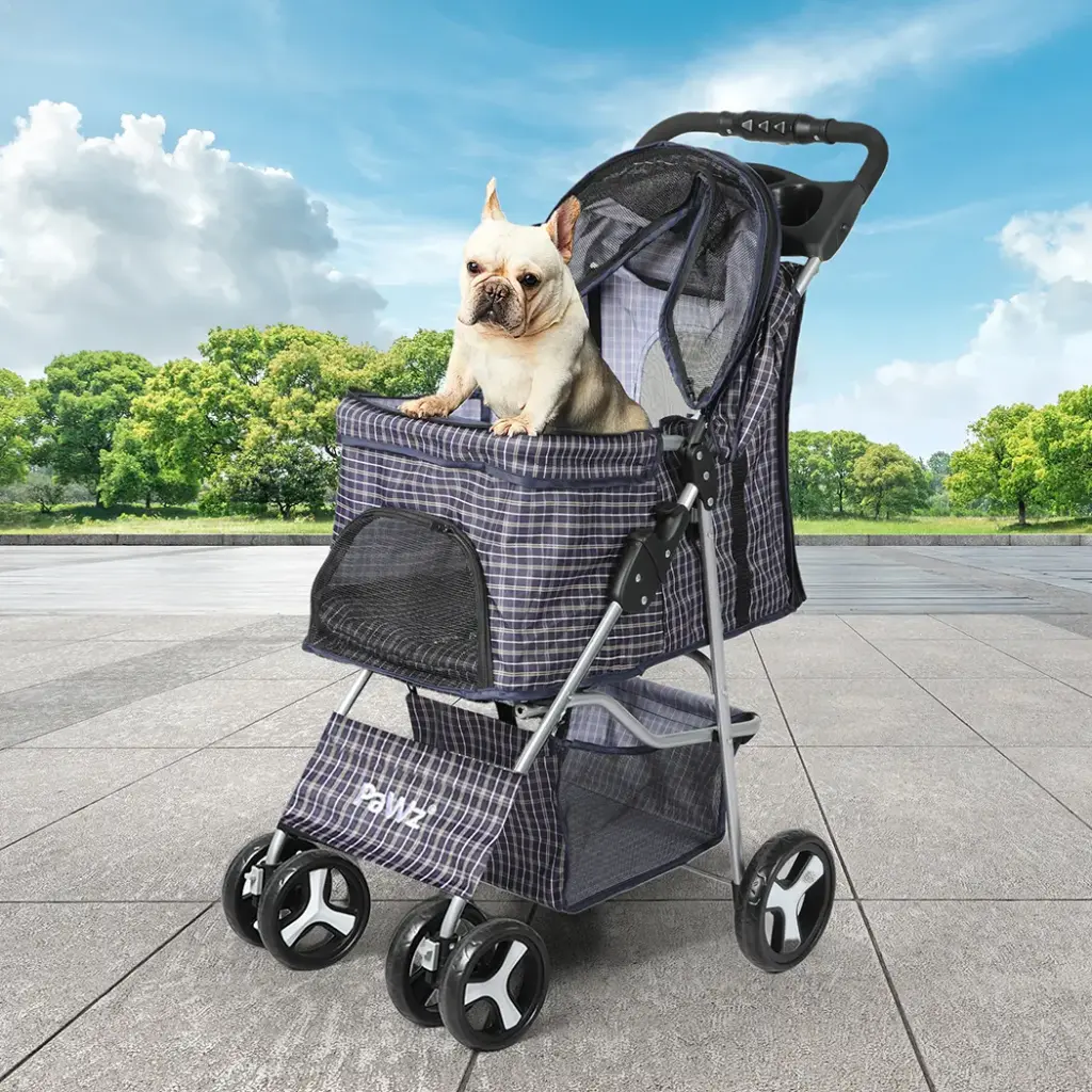 PaWz Large Pet Stroller Dog Cat Carrier Plaid