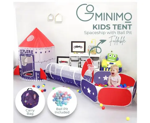 GOMINIMO Kids 3 in 1 Spaceship Tent (Purple and Red)