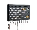 Wall Mount Earring Jewelry Hanger Organizer Holder with 109 Holes and 19 Hooks (Black)