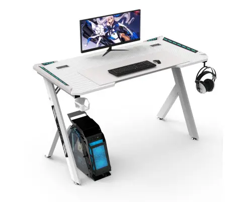 EKKIO RGB Gaming Desk Y Shape White 140cm