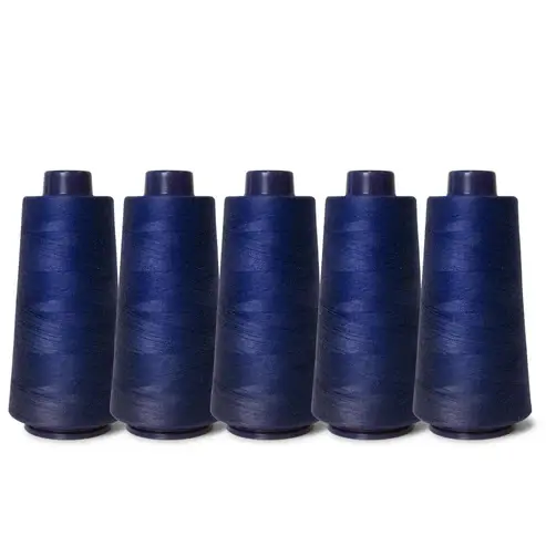 5x Navy Sewing Overlocker Thread - 2000m Hemline Polyester Overlocking Spools