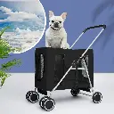 PaWz Pet Stroller Dog Cat Cage Carrier Black