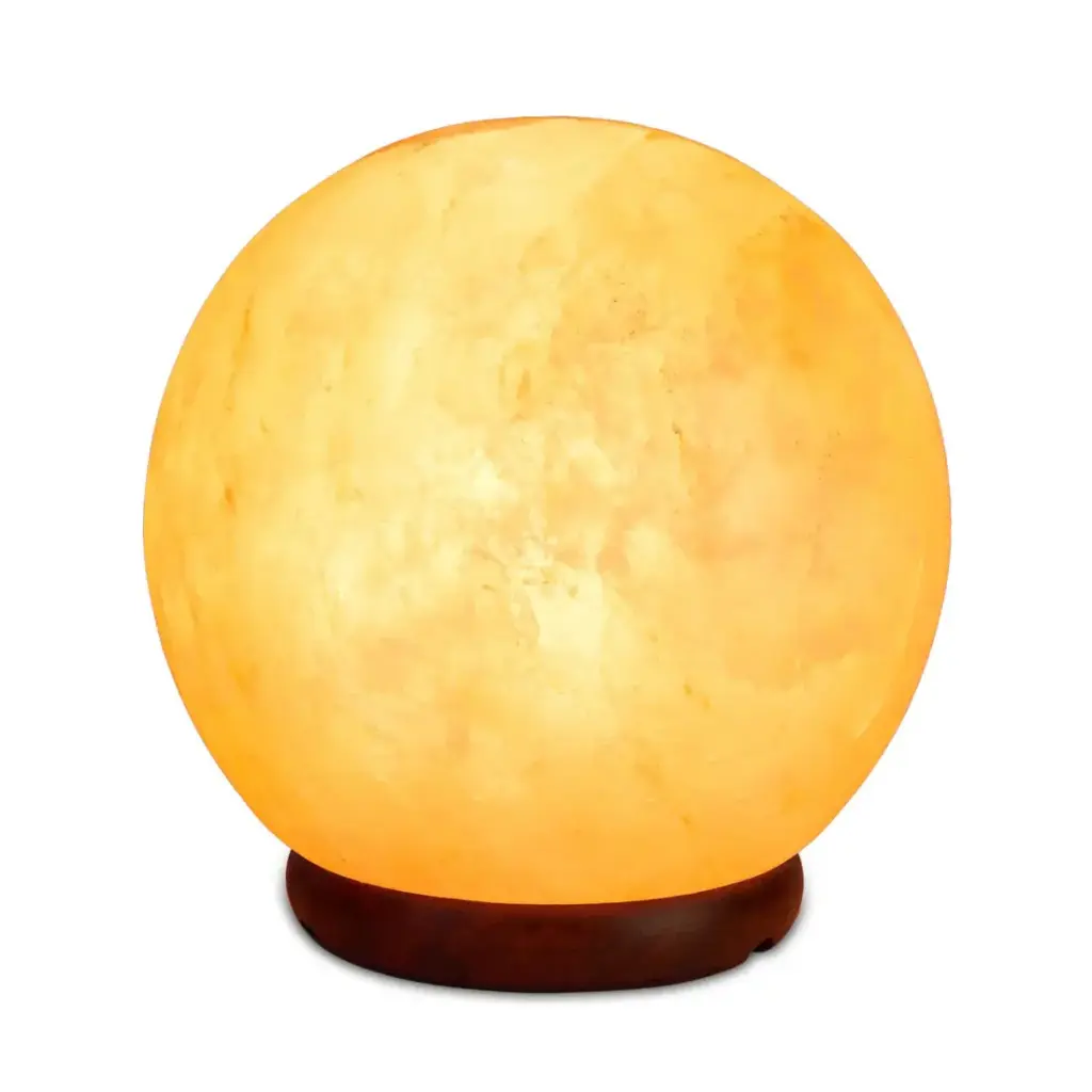 Himalayan Pink Salt Lamp - 5" Inches Ball Sphere Shape Carved Crystal Rock